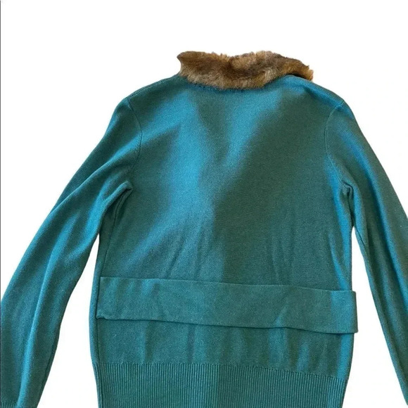 CAbi Faux Fur Detachable Collar Cardigan with Waist Slimming Detail - Picture 5 of 7